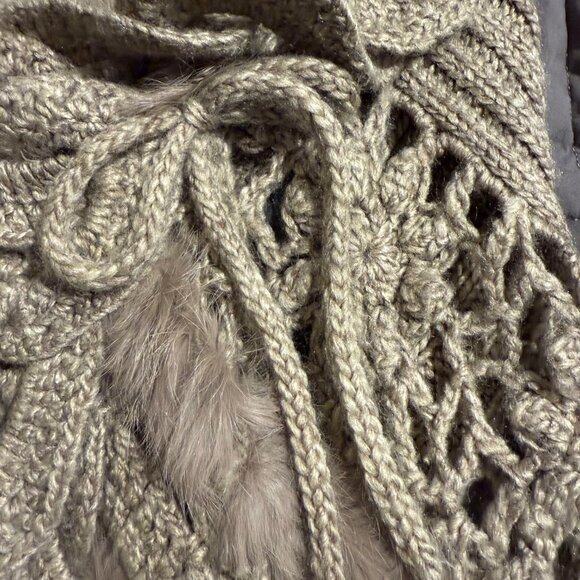 Emma G Gray Cardigan Vest Wool Blend Rabbit Fur Trim Size L/XL - Picture 4 of 5